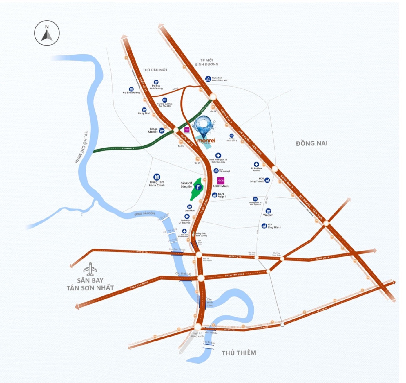 Sơ đồ vị trí Monrei Saigon và kết nối vùng